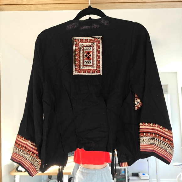 Doen Priere Black Silk Noil Tie Blouse size Medium - Picture 4 of 7